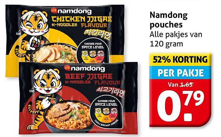 Namdong pouches Alle pakjes van 120 gram 52% KORTING PER PAKJE