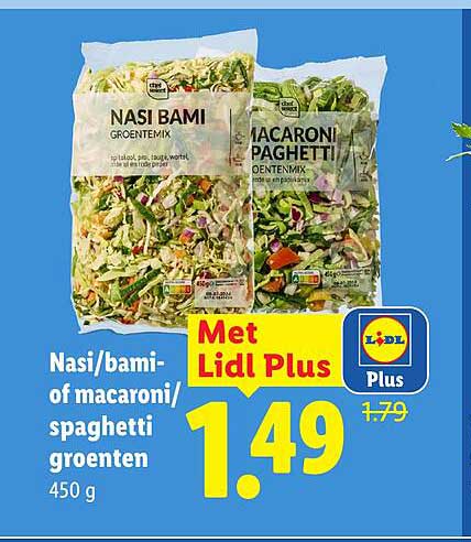 Nasi/bami- of macaroni/spaghetti groenten 450 g Met Lidl Plus