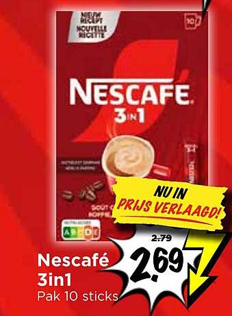 Nescafé 3in1 Pak 10 sticks NU IN PRIJS VERLAAGD!