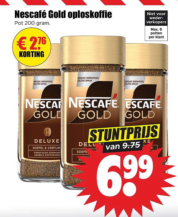 Nescafé Gold oploskoffie Pot 200 gram.