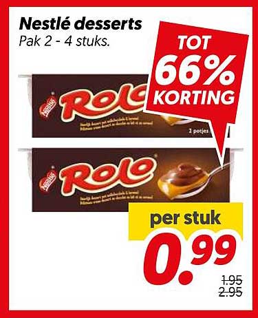 Nestlé desserts Pak 2 - 4 stuks. TOT 66% KORTING per stuk