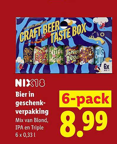 NIX18 Bier in geschenk-verpakking Mix van Blond, IPA en Triple 6 x 0,33 l 6-pack