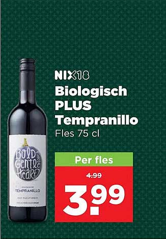 NIX18 Biologisch PLUS Tempranillo Fles 75 cl