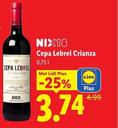 NIX18 Cepa Lebrel Crianza 0,75 l -25%