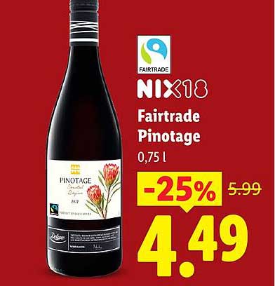 NIX18 Fairtrade Pinotage 0,75 l -25%