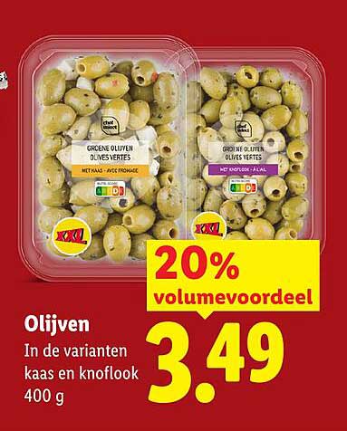 Olijven In de varianten kaas en knoflook 400 g