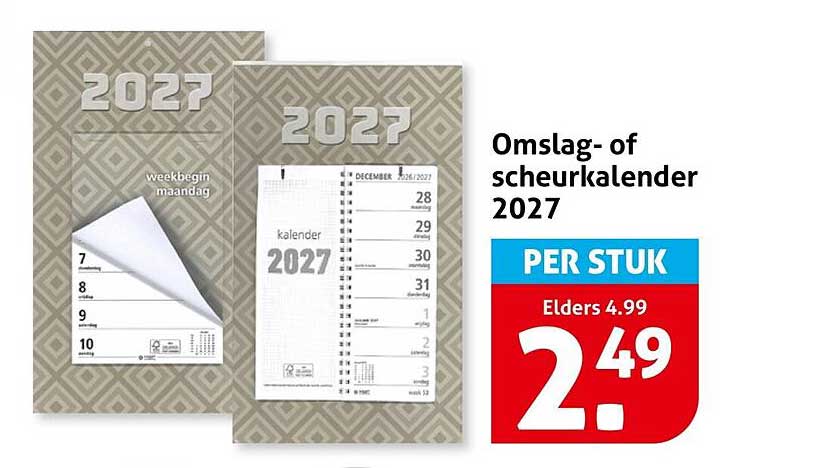Omslag- of scheurkalender 2027 PER STUK