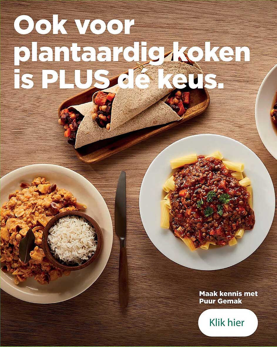 Ook voor plantaardig koken is PLUS dé keus.