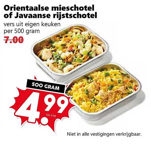 Oosterse bami-/nasi- of Javaanse rijstschotel vers uit eigen keuken per 500 gram