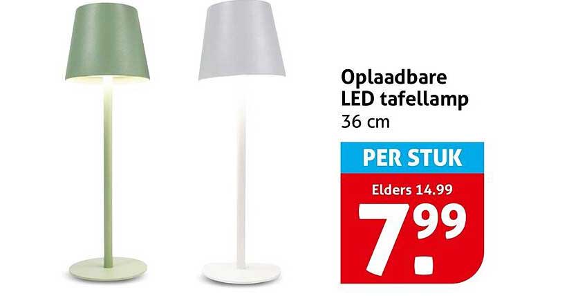 Oplaadbare LED tafellamp 36 cm