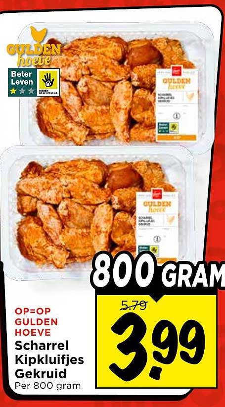 OP=OP GULDEN HOEVE Scharrel Kipkijfjes Gekruid Per 800 gram