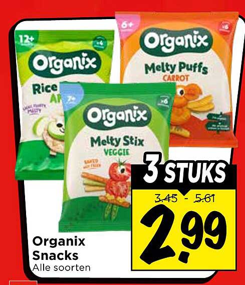 Organix Snacks Alle soorten 3 STUKS