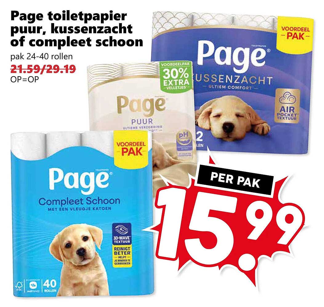 Page toiletpapier puur, kussenzacht of compleet schoon