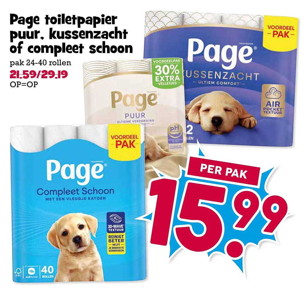 Page toiletpapier puur, kussenzacht of compleet schoon