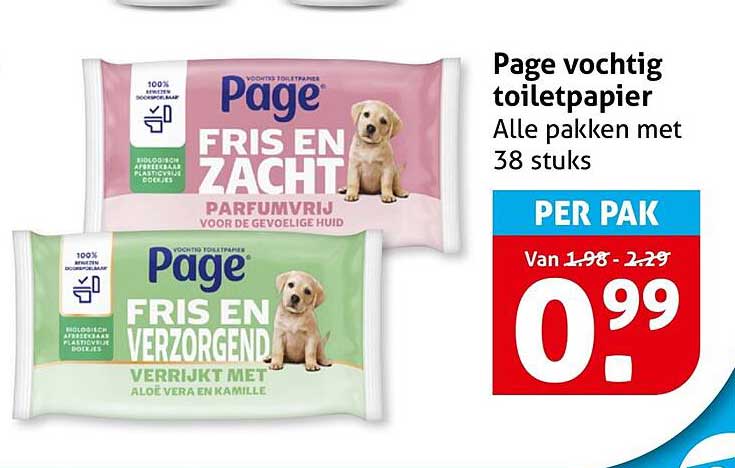 Page vochtig toiletpapier Alle pakken met 38 stuks