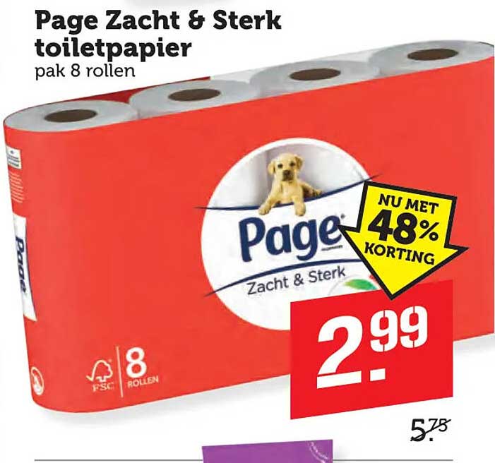 Page Zacht & Sterk toiletpapier pak 8 rollen