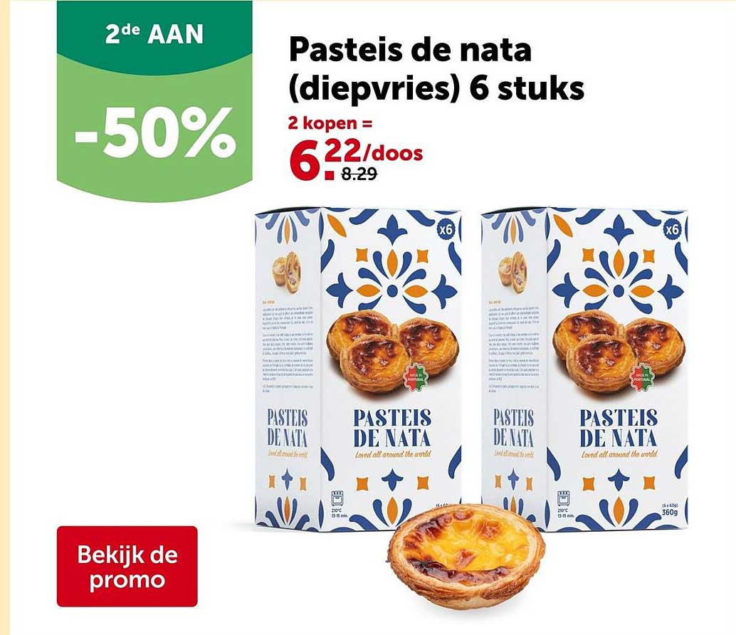 Pasteis de nata (diepvries) 6 stuks 2e AAN -50%