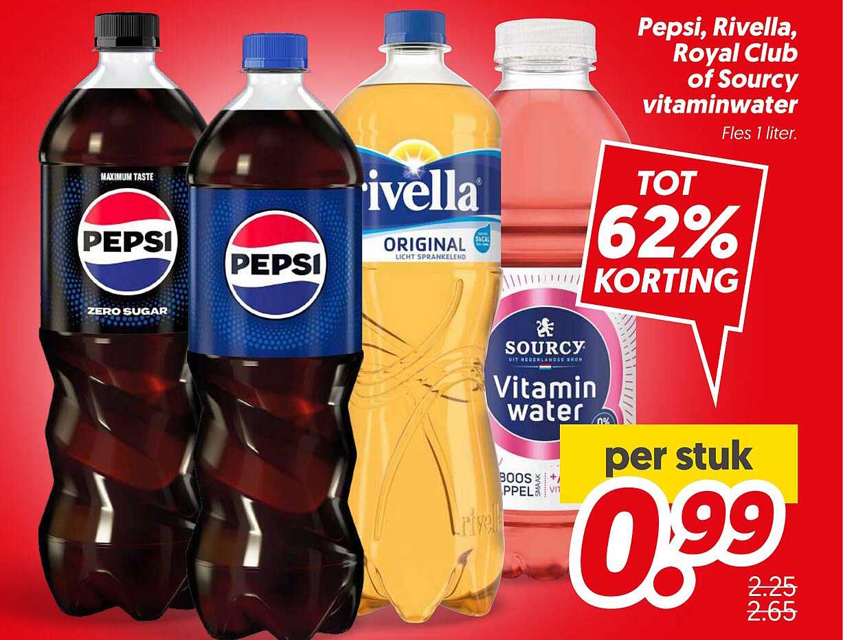 Pepsi, Rivella, Royal Club of Sourcy vitaminenwater