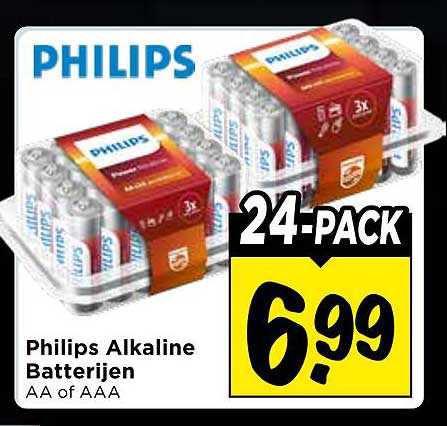 Philips Alkaline Batterijen AA of AAA 24-pack