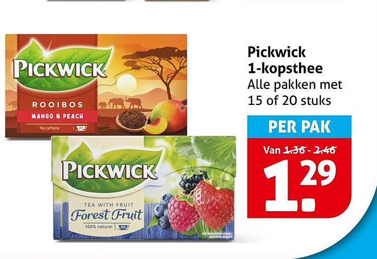 Pickwick 1-kopsthee Alle pakken met 15 of 20 stuks