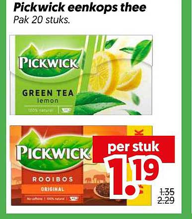 Pickwick eenkops thee Pak 20 stuks.