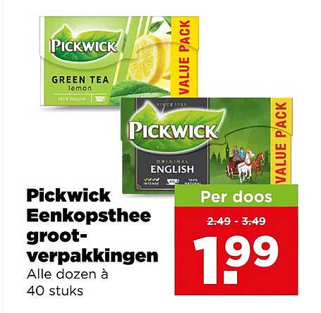 Pickwick Eenkopsthee grootverpakkingen Alle dozen à 40 stuks