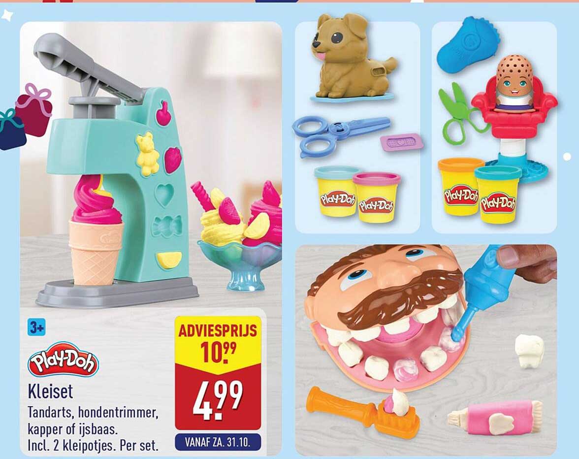 Play-Doh Kleiset Tandarts, hondentrimmer, kapper of ijsbaas. Incl. 2 kleipotjes. Per set.