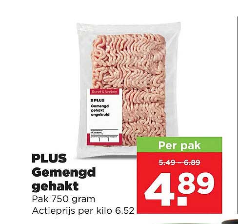 PLUS Gemengd gehakt Pak 750 gram