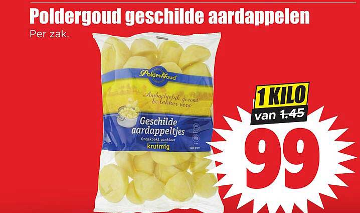 Poldergoud geschildde aardappelen