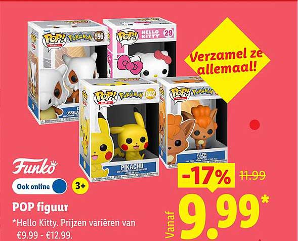 POP figuur *Hello Kitty. Prijzen variëren van €9.99 - €12.99. -17%