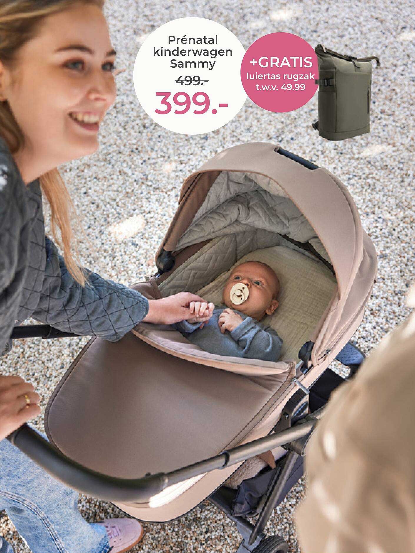 Prénatal kinderwagen Sammy +GRATIS luiertas rugzak t.w.v. 49.99