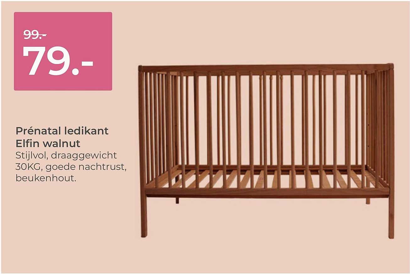 Prénatal ledikant Elfin walnut