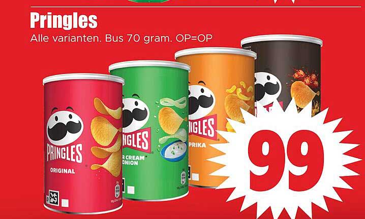 Pringles Alle varianten. Bus 70 gram. OP=OP