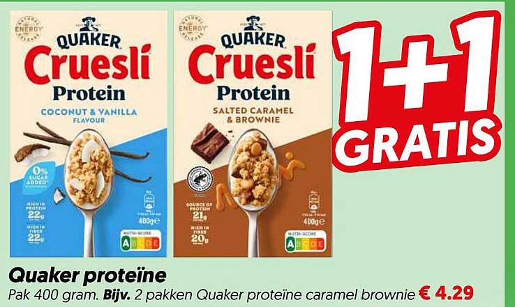 Quaker proteïne 1+1 GRATIS
