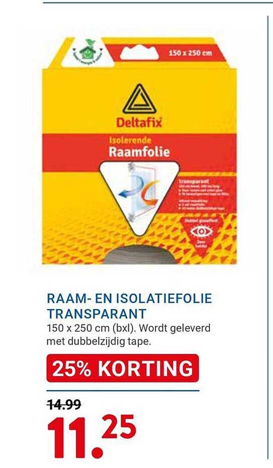 RAAM- EN ISOLATIEFOLIE TRANSPARANT 25% KORTING