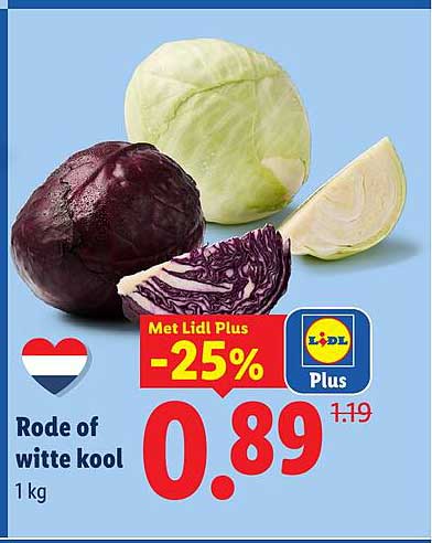 Rode of witte kool 1 kg -25%
