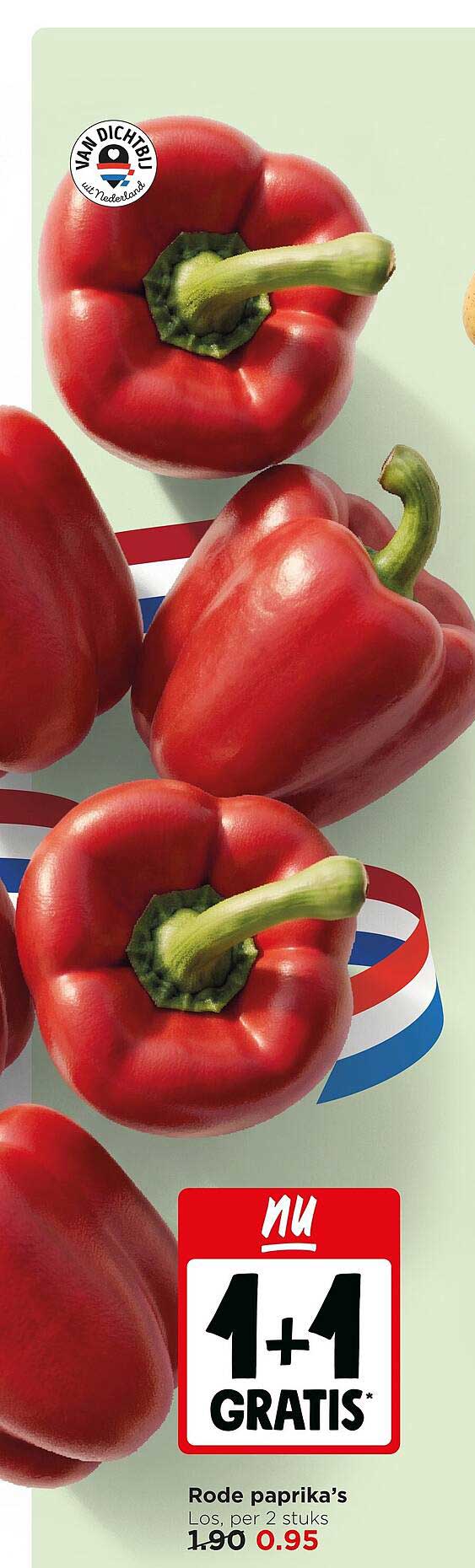 Rode paprika’s 1+1 GRATIS