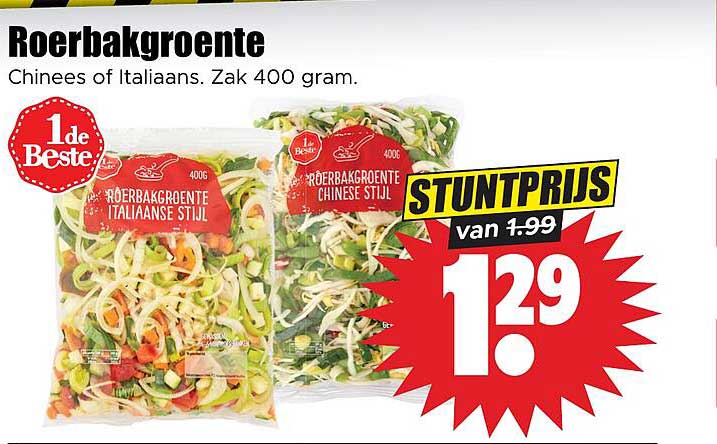 Roerbakgroente Chinees of Italiaans. Zak 400 gram. STUNTPRIJS