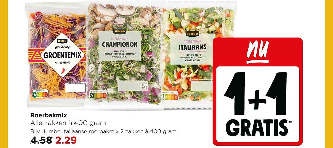 Roerbakmix 1+1 gratis