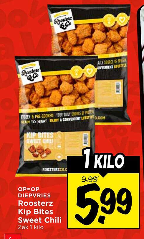 Roosterz Kip Bites Sweet Chili Zak 1 kilo