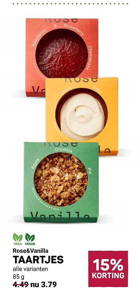 Rose&Vanilla TAARTJES alle varianten 85 g 15% KORTING