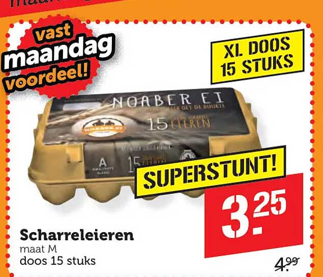 Scharreleieren maat M doos 15 stuks XL. DOOS 15 STUKS SUPERSTUNT!
