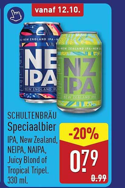 SCHULTENBRÄU Speciaalbier IPA, New Zealand, NEIPA, NAIPA, Juicy Blond of Tropical Tripel. 330 ml. -20%
