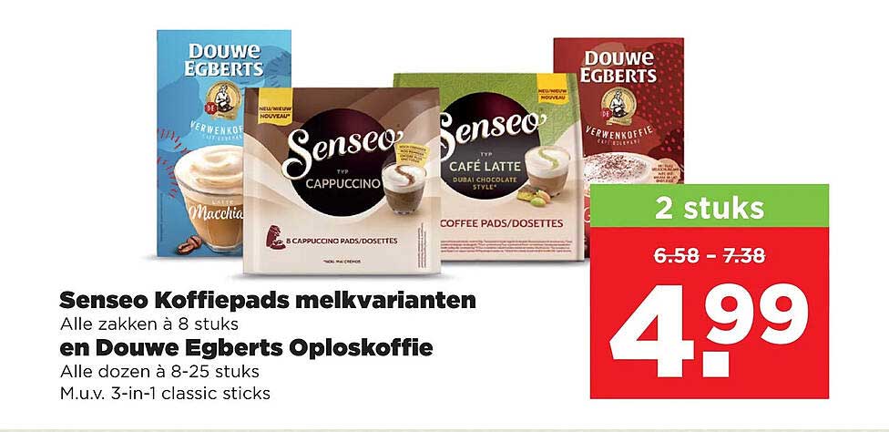 Senseo Koffiepads melkvarianten en Douwe Egberts Oploskoffie