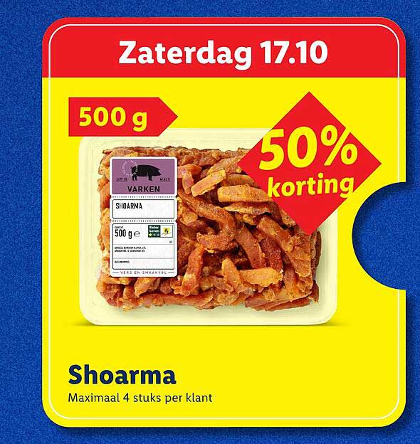 Shoarma 500 g 50% korting