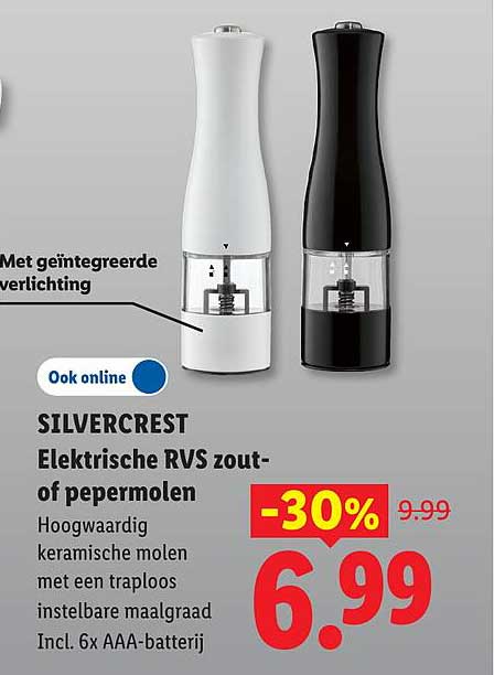 SILVERCREST Elektrische RVS zout- of pepermolen -30%