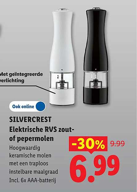 SILVERCREST Elektrische RVS zout- of pepermolen