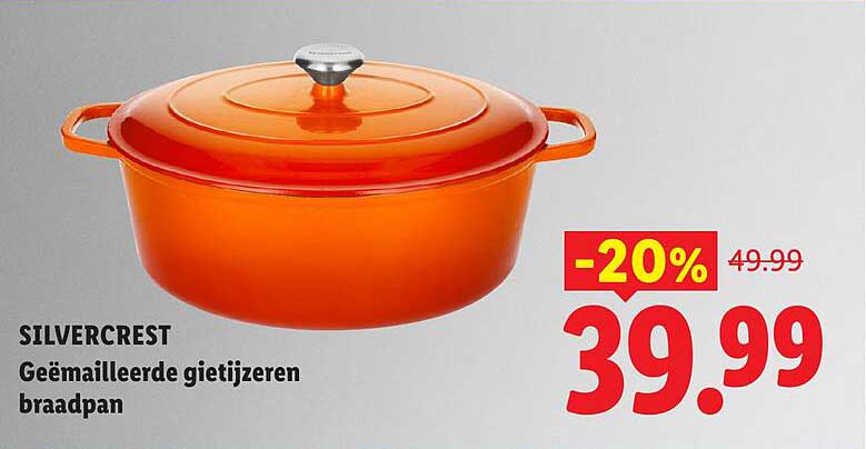 SILVERCREST Geëmailleerde gietijzeren braadpan -20%
