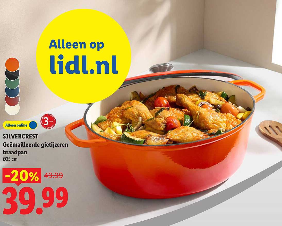 SILVERCREST Geëmailleerde gietijzeren braadpan Ø35 cm -20%
