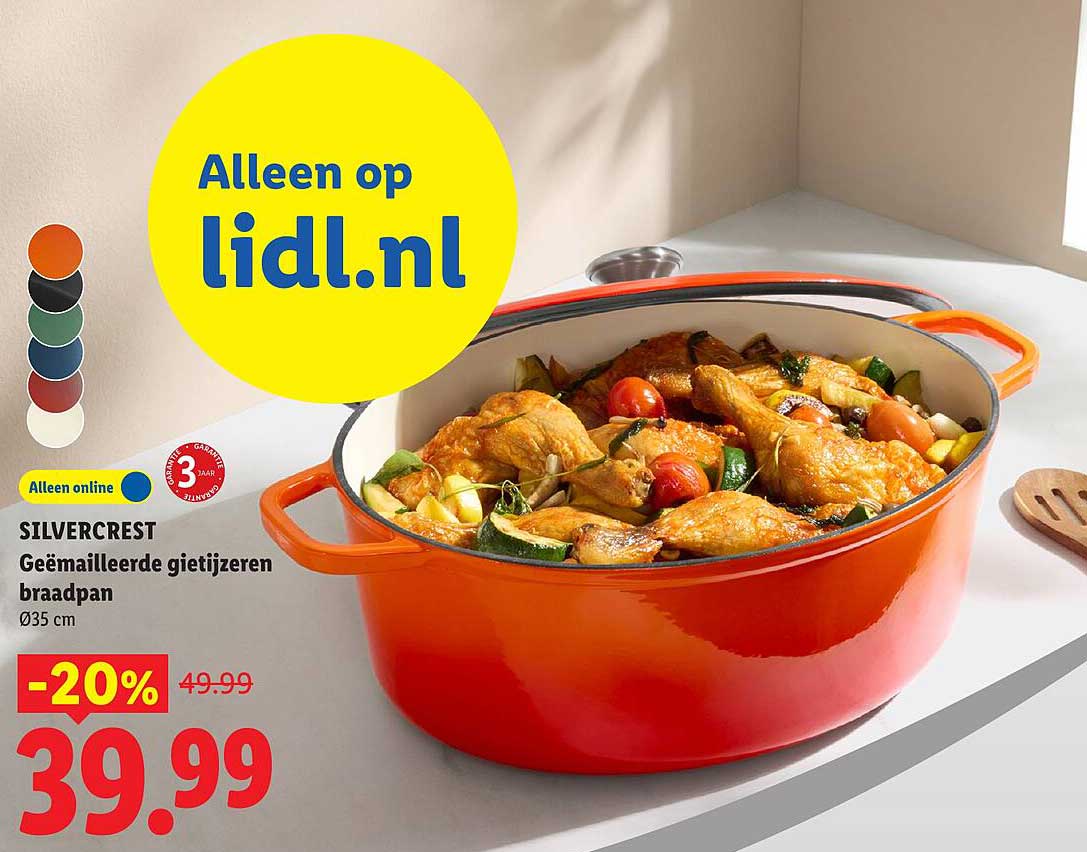 SILVERCREST Geëmailleerde gietijzeren braadpan Ø35 cm